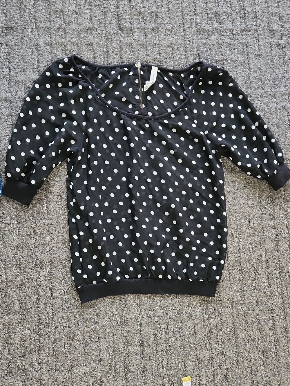 Aeropostale Black Sheer Top with White Polka Dots